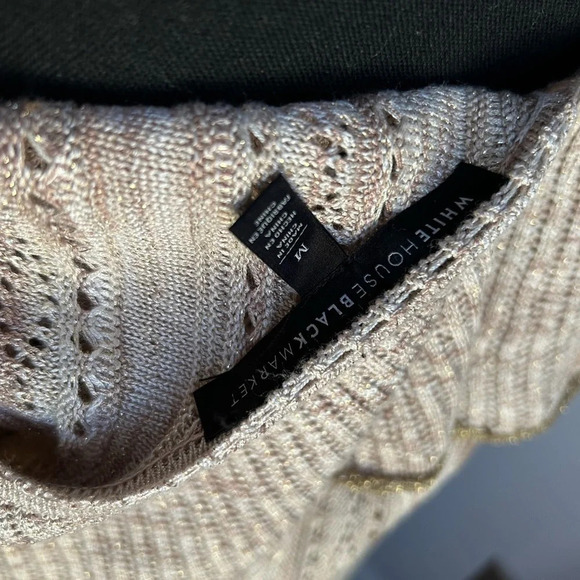 WHBM Cream Sleeveless V-Neck Knit Top with Gold Detailing. Size Medium. - Picture 9 of 9